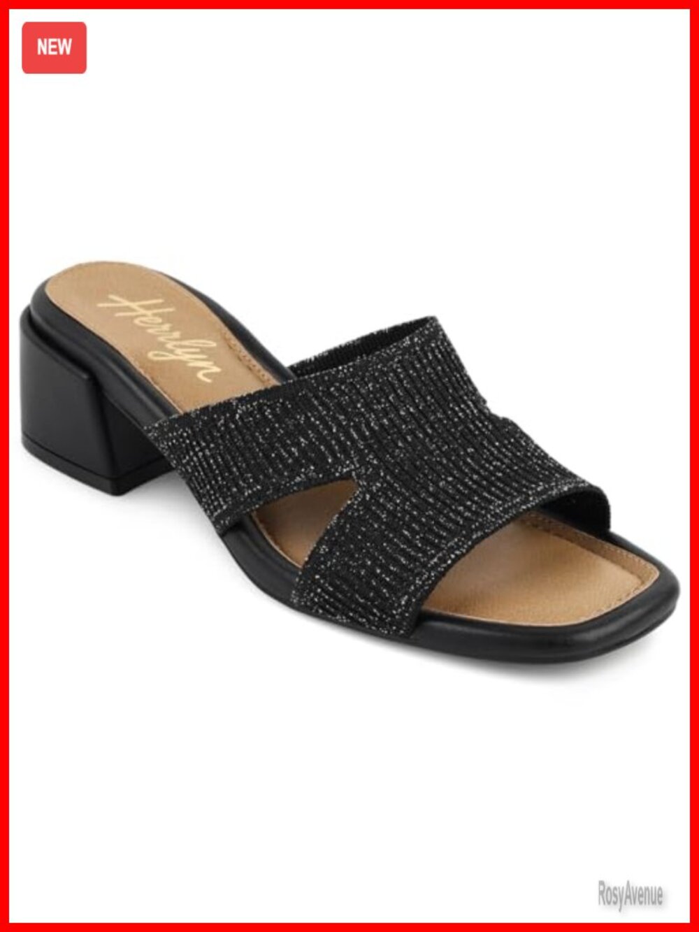 Women's Slip On Block Heel Sandals Square Toe Dress Shoes